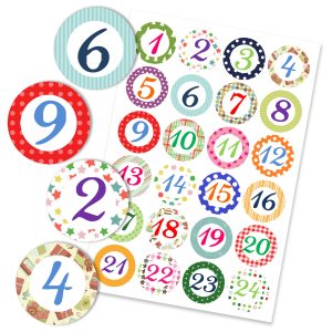 24 Adventskalender Zahlenaufkleber – Design Nr 03