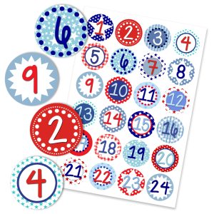 24 Adventskalender Zahlenaufkleber – Design Nr 12