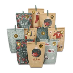 Adventskalender mit bedruckten Tüten – Grün