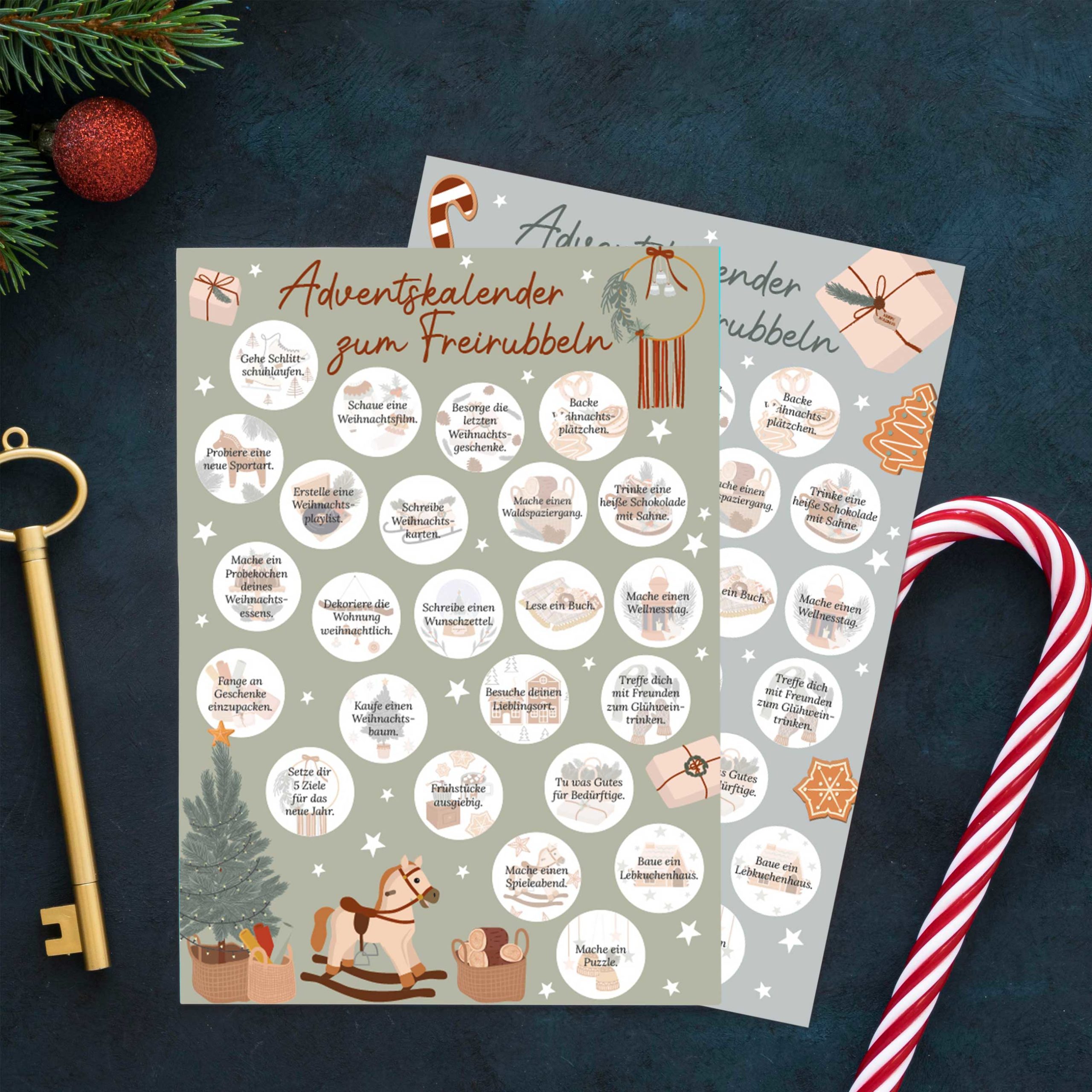 Adventskalender zum Freirubbeln mit Aufgaben