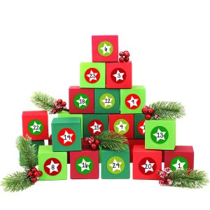 Bunte Adventskalenderkisten – Rot-grün