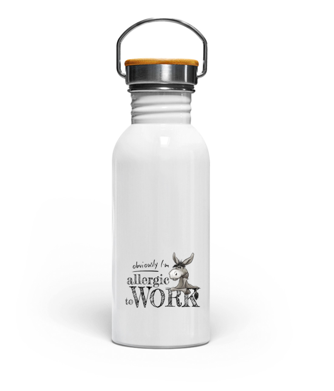 Allergisch gegen Arbeit – Esel – Edelstahl Trinkflasche – Bild 2