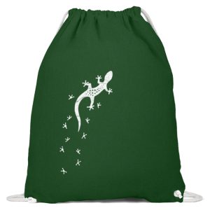 Gecko Eidechse Silhouette mit Fährte  – Baumwoll Gymsac
