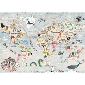 Poster 70x50cm, Weltkarte Englisch